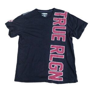 TRUE Religion T Shirt True Mesh Short Sleeve Large Black BIG LOGO